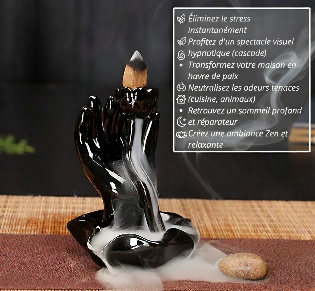 Brûleur d’encens en céramique - "Tour Bergamote" à effet cascade