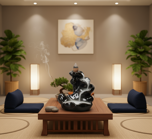 Brûleur d’encens en céramique - "Tour Bergamote" à effet cascade