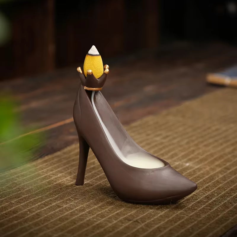 F Ceramic Waterfall Incense Burner Buddha Hand Censer Holder Indoor Smoke Backflow Incense Fountain Buddhist Altar Table Decor