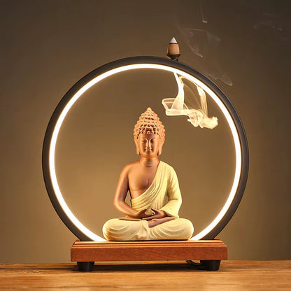 Zen Incense LED Lamp Backflow Ceramic Home Ornament Night Light