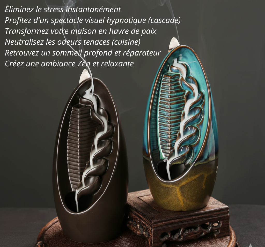 Brûleur d’encens en céramique “Eaux de montagne” à effet cascade