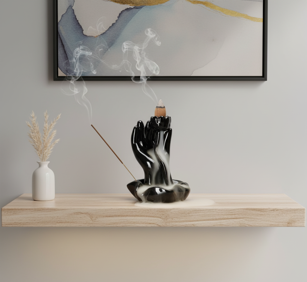 Brûleur d’encens en céramique - "Tour Bergamote" à effet cascade