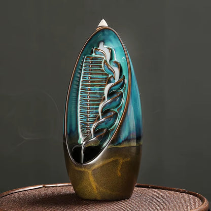 Ceramic Incense Burner Smoky Waterfall Aromatherapy Diffusers Ornament Reflux Incense Burner Alpine Flowing Water Burner Crafts