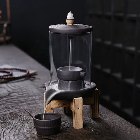 Creative Home Decorations Windproof Backflow Incense Burner Desktop Lucky Peaceful Ornaments Indoor Incense Fountain&Candlestick