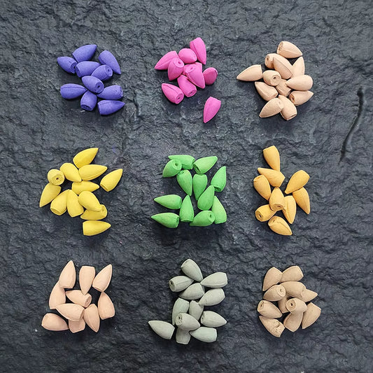 Cônes d’encens naturels assortis à effet cascade – Rose, Jasmin, Lavande, Osmanthus & Sakura